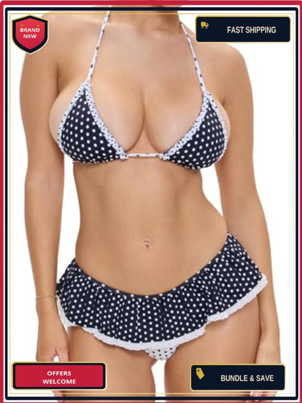 Women Cutout Bikini Set Push Up Halter Ruffle Skirt Two Piece Swim Suit